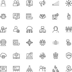 communication vector icon set such as: megaphone, helpline, life, code, upload, learn, password, lecturer, invention, photo, relation, data aggregation, ui, camera, receive, share, remote, wifi