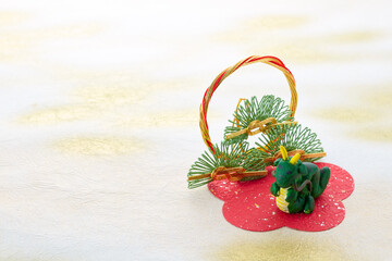 和風年賀状素材　干支　紙粘土--辰、竜、ドラゴン、タツ、辰年