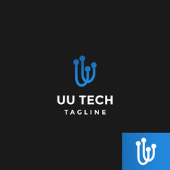 Fototapeta na wymiar uu initials tech logo vector icon illustration