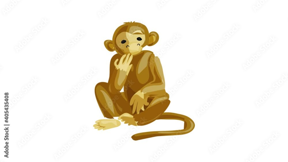 Poster monkey icon animation best object on white background