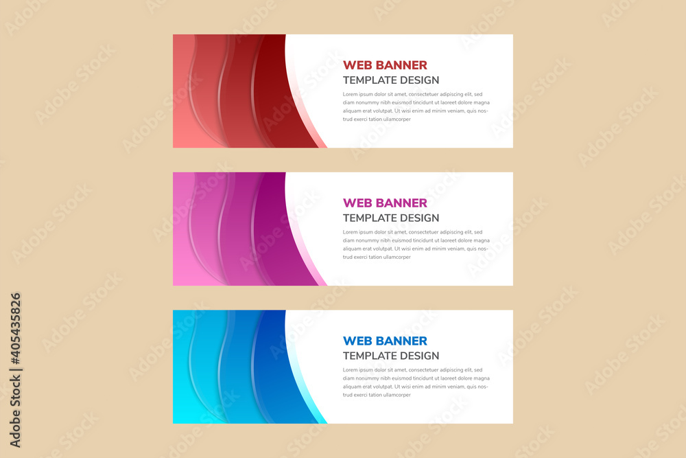 Poster set of vector abstract banner design. modern web template. horizontal layout. selected. white backgr