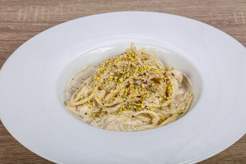 Italian pasta with shrimps and cheese