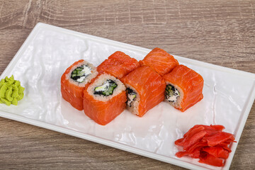 Japanese traditional roll with salmon
