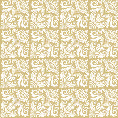 Orient vector classic pattern. Seamless abstract yellow and white background with vintage elements. Orient background. Ornament for wallpaper and packaging