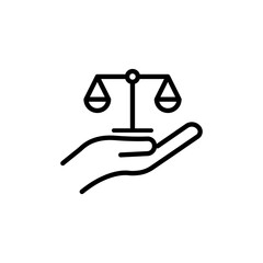 Hand line icon with balance. legal justice symbol. simple design editable. Design template vector