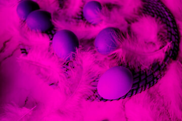 Happy Easter background, chicken eggs