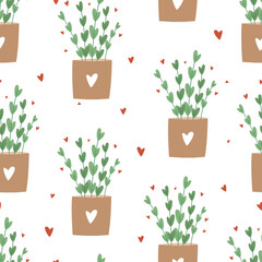 Seamless Pattern Design Flower Pot Vector Illustration