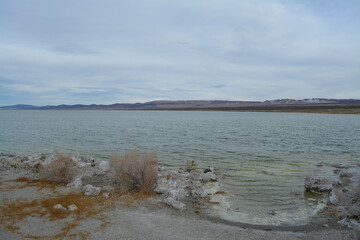 beautiful Mono Lake Tufa State Natural Reserve in eastern California on a cold December day, tufa...