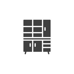 Closet furniture vector icon. filled flat sign for mobile concept and web design. Cupboard wardrobe glyph icon. Symbol, logo illustration. Vector graphics