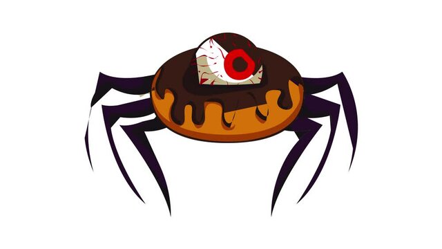 Donut halloween spider icon animation best object on white background