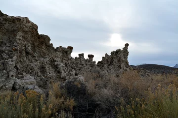 Foto op Canvas beautiful Mono Lake Tufa State Natural Reserve in eastern California on a cold December day, tufa pinnacles in dusk © Friederike