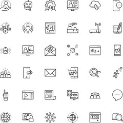 communication vector icon set such as: legal, story, machine, profit, detector, walkie-talkie, cell, live, robot, assistant, transmitter, go, finance, revenue, domain, content, api, http, referral