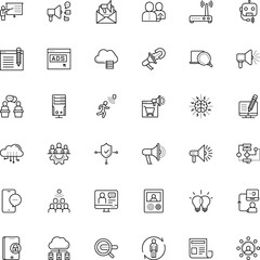 communication vector icon set such as: therapist, tribune, register, government, print, artificial, check, center, emotional, screen, revenue, two, move, camera, door, affiliate, connect, fast