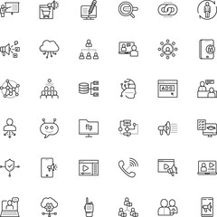 communication vector icon set such as: access, referrals, success, loyalty, mind, infrastructure, special, bubble, president, behavioral, site, government, antenna, skin, psychology, agitation