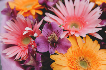 Multicolored Gerbera bouquet. Great decision for design