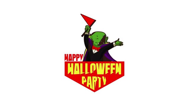 Happy halloween party logo animation best object on white background