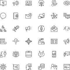 communication vector icon set such as: complex, article, access, investment, safe, desktop, machinery, intelligence, transfer, metal, thin, start, think, mouse, client, set, creative, personality