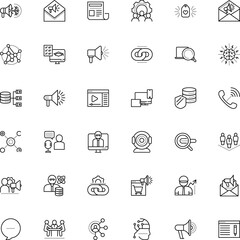 communication vector icon set such as: creativity, landing, building, cog, trainer, imagination, magnifier, www, electronic, man, badge, minimalistic, college, secure, hub, machinery, green