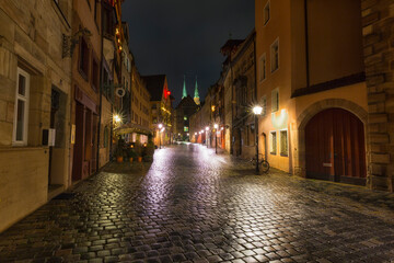 Fototapeta na wymiar Old Town in Nuremberg on night