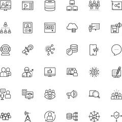 communication vector icon set such as: warning, data architecture, artificial, microphone, wifi, suggestion, tech, learner, upload, workforce, blogging, satisfaction, document, referrals, inspiration