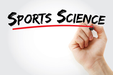 Sports Science text with marker, concept background