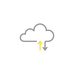 Cloud computing transfer line icon. linear style sign for mobile concept and web design. Download upload cloud outline vector icon. Symbol, logo illustration. Vector graphics