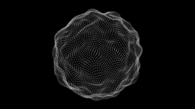 White sphere consisting of points. Modern wireframe elements. Technology grid sphere. 3d rendering.