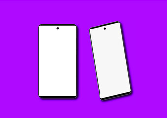 Template for infographics or presentation. Mockup generic device. Vector smartphone isolated on magenta background. Simple vector. Smartphone from different angles. 3d realistic phones. bright color