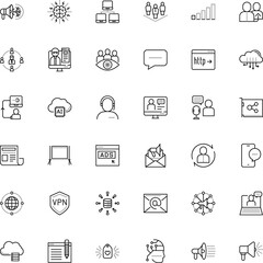 communication vector icon set such as: agitation, daily, style, artificial, fast, community, reference, workforce, stroke, ipad, protect, assistant, organ, invention, open, shout, side, telephone