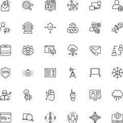 communication vector icon set such as: code, industrial, settings, police, invention, volume, demonstrate, hardware, movie, add, transmitter, copywriting, announce, magnifier, growth, announcement