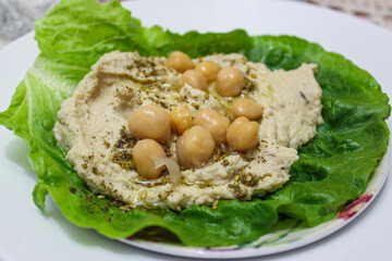 Homemade hummus with whole chickpeas