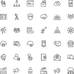 communication vector icon set such as: podium, help, cloudscape, opinions, authority, click, propaganda, broadcasting, resources, grid, menu, communicate, clean, infrared, suggestion, www, press