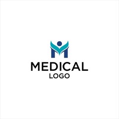letter M logo medical health care vector template