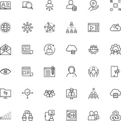 communication vector icon set such as: graph, presentation, broadcast, access, hyperlink, survey, money, employee, contour, seminar, blue, streaming, cyber, rechargeable, call, compound, guideline