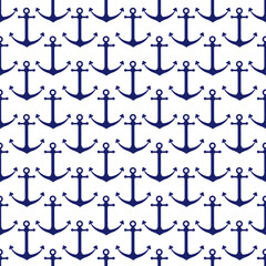 Anchor seamless pattern on white background. Vector illustration.