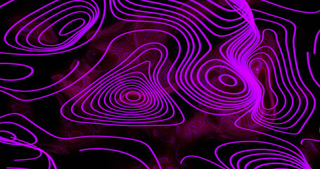 Hologramm. wellige, endlose Schleifen in Pink vor schwarzem HTG. digital Art - 3d Render