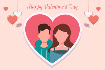 Happy Valentine's day background with heart composition for a trendy banner, poster or greeting card.vector illustration of a couple in love.