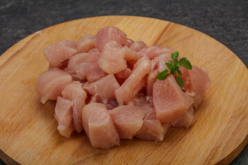 Raw diced chicken for cooking