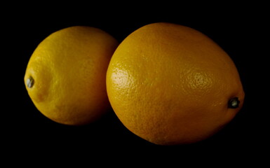 Lemons isolated on black background with clipping path