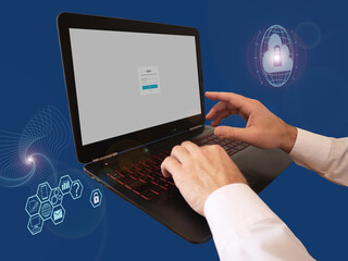 Secure Data Network Digital Cloud Computing Cyber Security Concept as Internet Security Concept, Data Protection from Hacking.