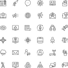 communication vector icon set such as: specialist, modem, sales, server, tech, technological, fast, move, balloon, maintenance, science, smart, print, coach, special, storage, demonstration, gateway