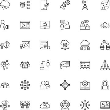 communication vector icon set such as: skin, satisfaction, template, personality, legal, creation, inspiration, algorithm, stop virus, lecture, document, poster, crowd, software, recommendation, call