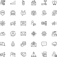 communication vector icon set such as: display, info, thin, standing, innovation, engine, authentication, head, menu, arrow, international, empathy, therapy, upload, robot, lens, bot, black, campaign