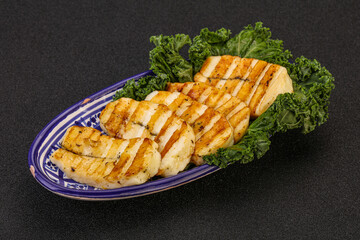 Grilled Greek haloumi cheese with herbs