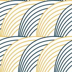 trendy blue orange doodling pattern for linen bag textile