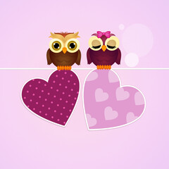 Fototapeta premium owls with hearts