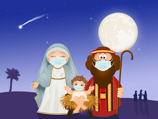 illustration of Christmas 2020 at the time of covid-19