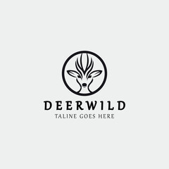 Deer wild logo design template. Vector illustration