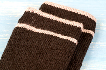 Woolen warm  socks. Winter   background.