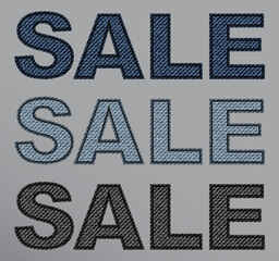Denim lettering SALE in blue and black colors